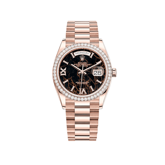 Rolex Day-Date 36 128345RBR Rose Gold Eisenkiesel Diamond Dial