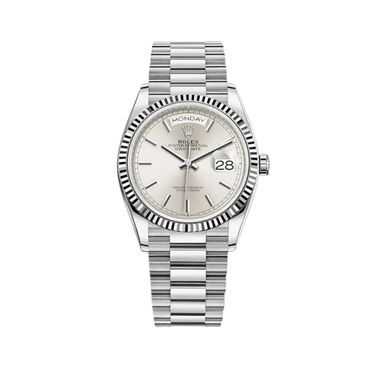 Rolex Day-Date 36 128239 White Gold Silver Dial