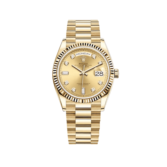 Rolex Day-Date 36 128238 Yellow Gold Champagne Diamond Dial