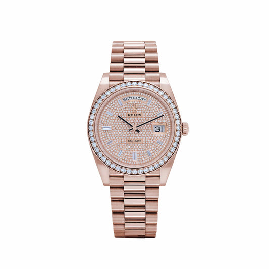 Rolex Day-Date 40 228345RBR Rose Gold Diamond Dial Diamond Bezel (2021)
