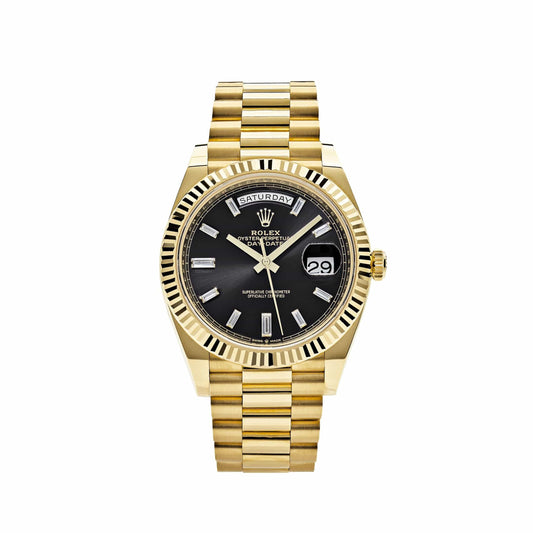 Rolex Day-Date 40 228238 Yellow Gold Black Baguette Diamond Dial (2025)