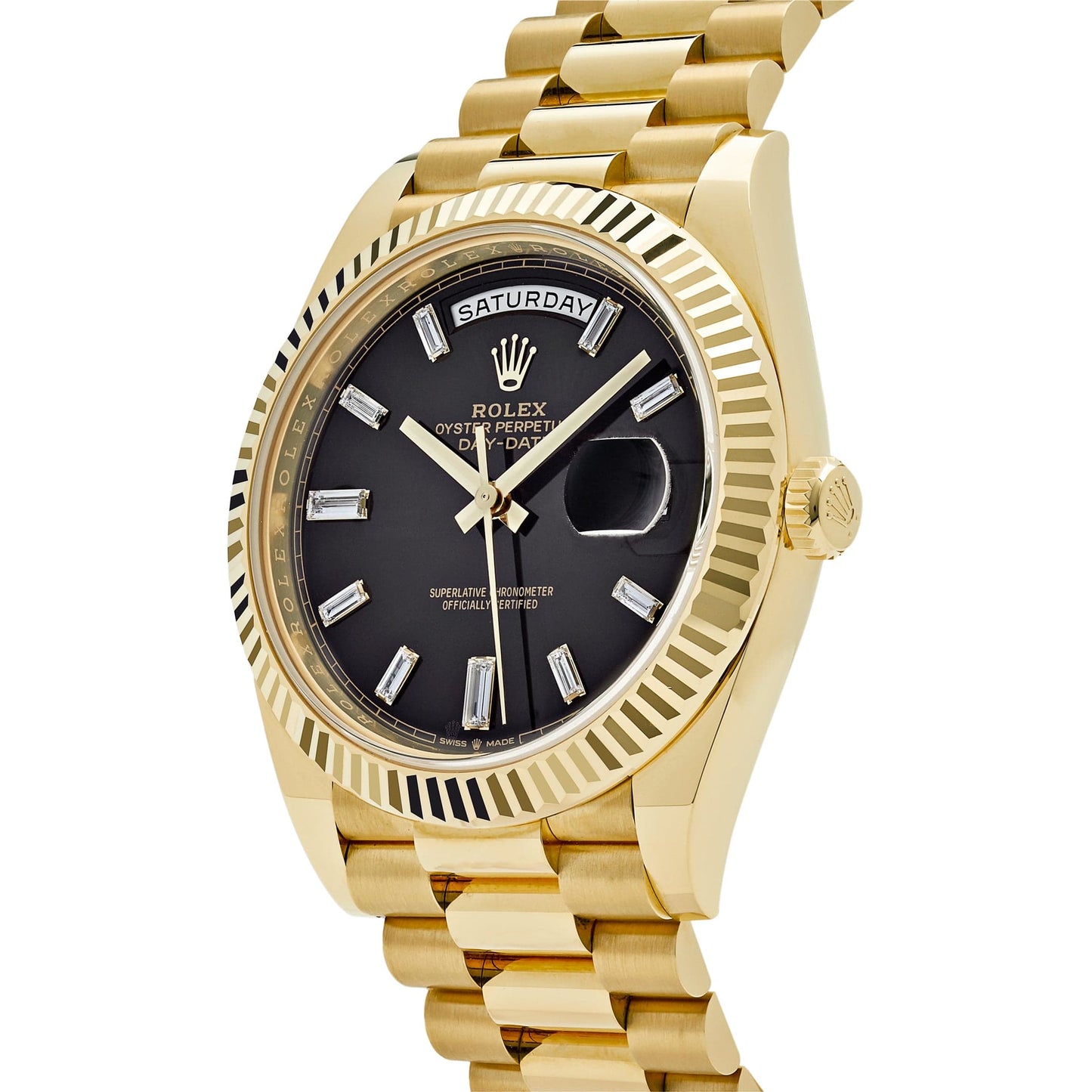 Rolex Day-Date 40 228238 Yellow Gold Black Baguette Diamond Dial (2025)