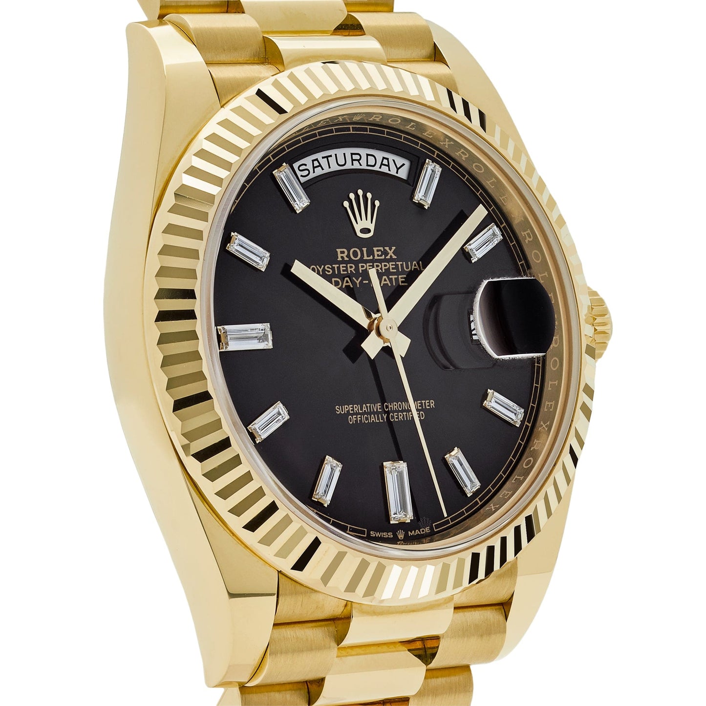Rolex Day-Date 40 228238 Yellow Gold Black Baguette Diamond Dial (2025)