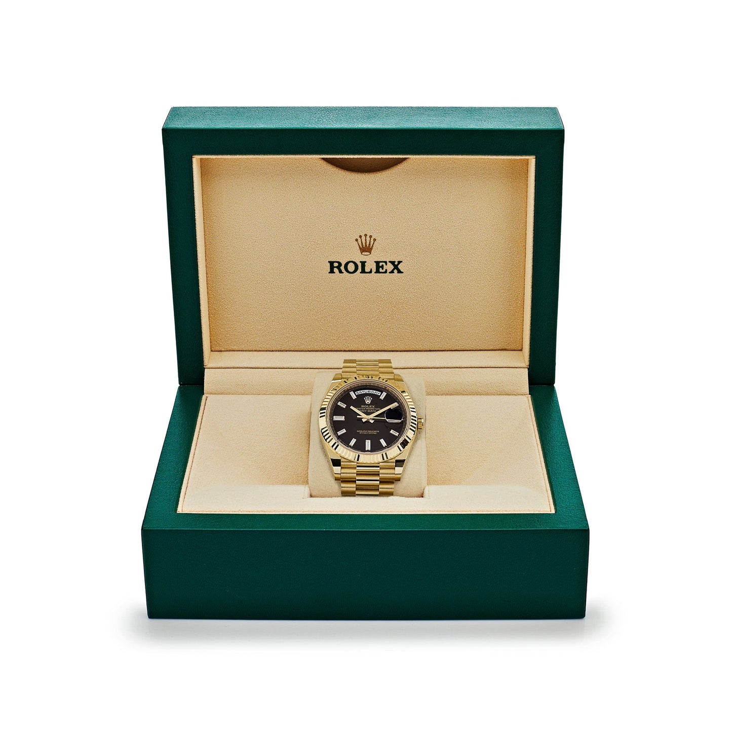 Rolex Day-Date 40 228238 Yellow Gold Black Baguette Diamond Dial (2025)