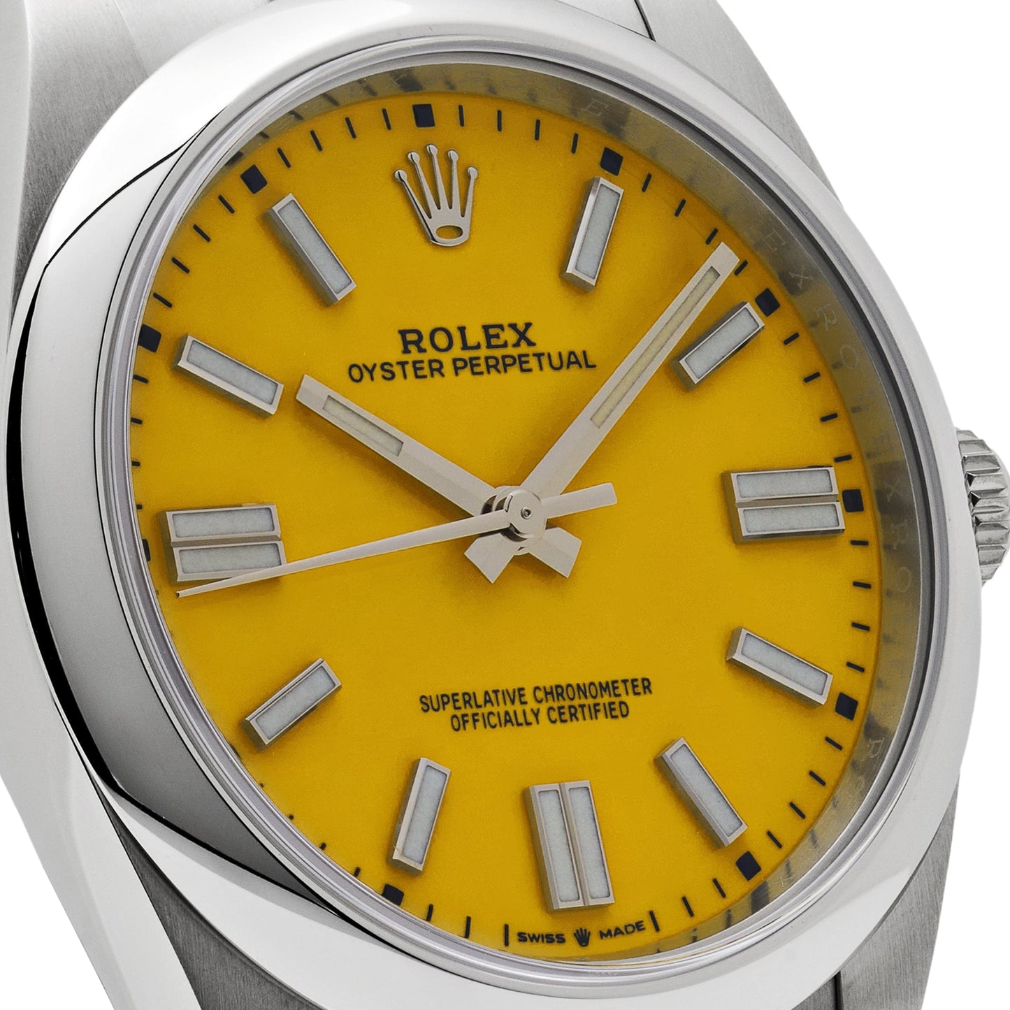 Rolex Oyster Perpetual 41 124300 Stainless Steel Yellow Dial
