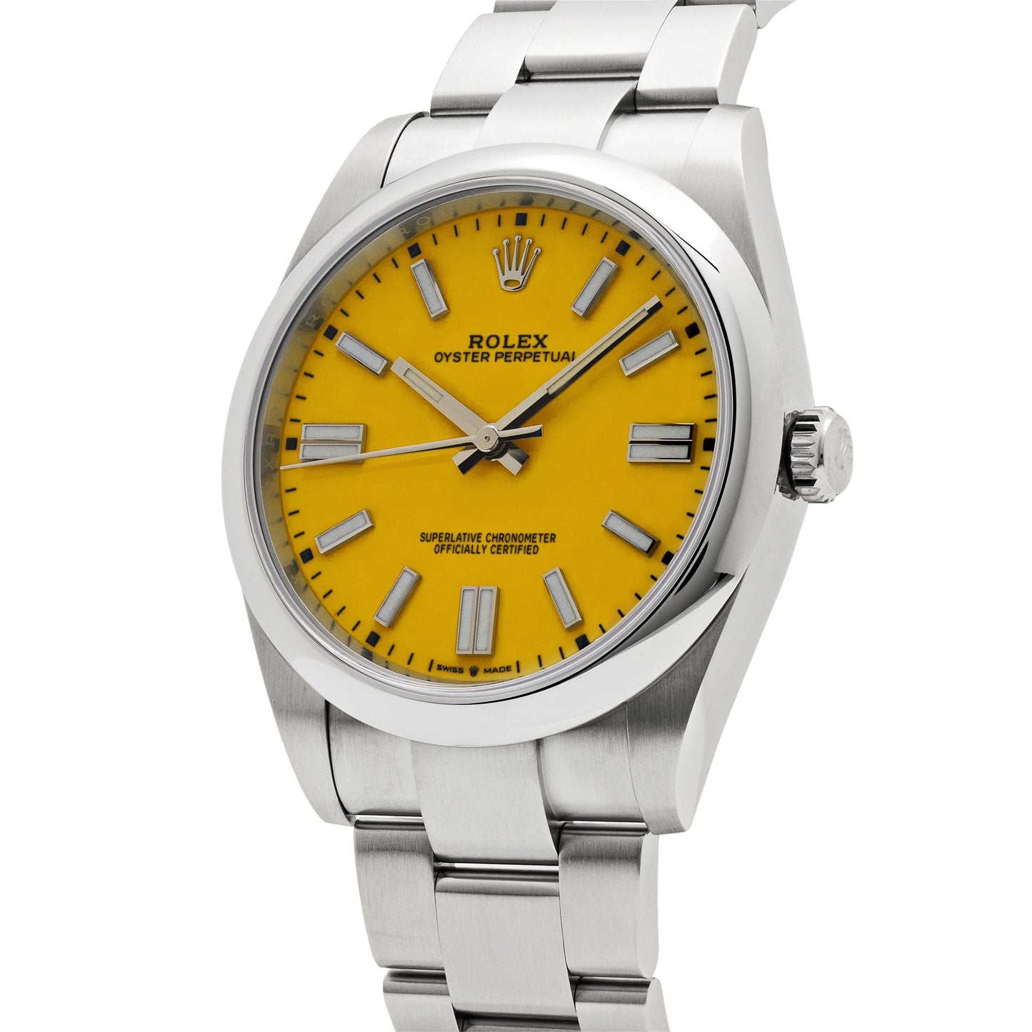 Rolex Oyster Perpetual 41 124300 Stainless Steel Yellow Dial