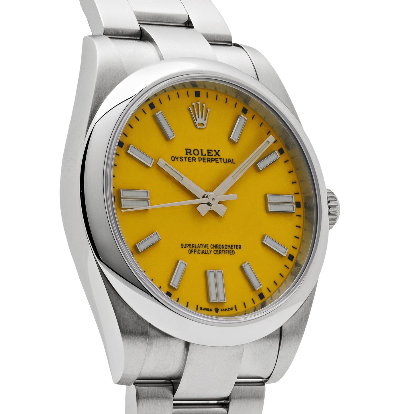 Rolex Oyster Perpetual 41 124300 Stainless Steel Yellow Dial