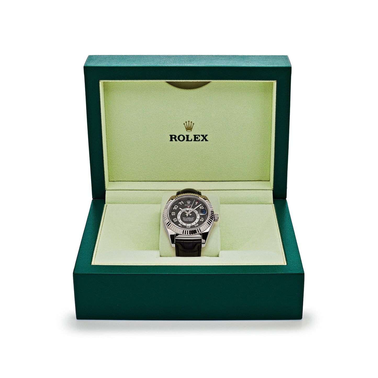 Rolex Sky-Dweller 326139 White Gold Black Dial Leather Strap